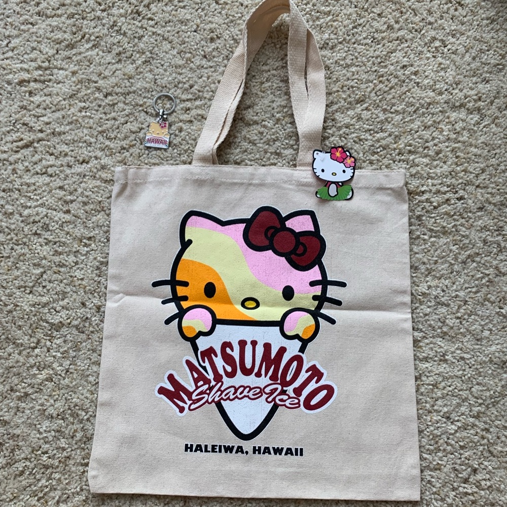Hello Kitty Canvas Tote and Keychain Bundle